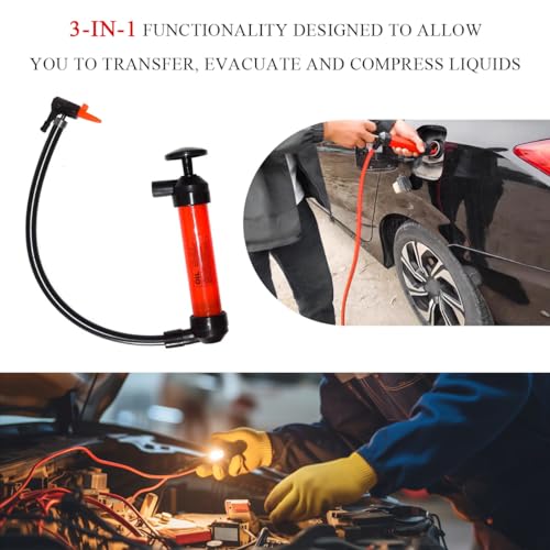 Car Siphon Fluid Transfer Pump, Multi-Use Hand Pump Siphon Gas Oil Liquid Fuel Transfer Pump, Universal Portable Oil Extractor Suction Manual Gasoline Transfer Pump Kit