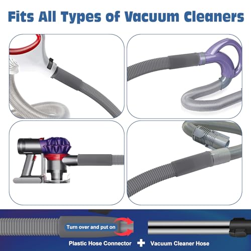 PetOde 2Pcs Dryer Vent Cleaner Kit Universal Vacuum Hose Attachment & Brush | Flexible Connector Easily Adapts to Most Vacuum Cleaners for Versatile Use - color: Deep Gray