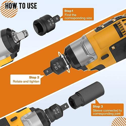 Impact Socket Adapter and Reducer Set,1" to 1/2" Impact Adapter Set Breaker Bar Wrench Conversion Kit Mechanic tools - style: 1PCS