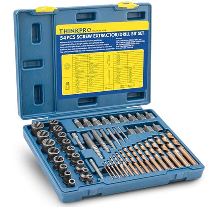 Screw & Bolt Extractor Set and Left Hand Drill Bit Kit, 54 PCS | Easy Out Stripped Screw Remover, Hex Adapter, Lug Nut Remover, For Broken, Damaged, Rusted, Rounded-Off Studs - color: 54-piece
