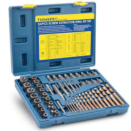 Screw & Bolt Extractor Set and Left Hand Drill Bit Kit, 54 PCS | Easy Out Stripped Screw Remover, Hex Adapter, Lug Nut Remover, For Broken, Damaged, Rusted, Rounded-Off Studs - color: 54-piece