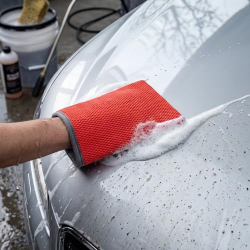 2-Pack Fine Grade Clay Mitt, Premium Clay Infused Auto Detailing Glove Designed to Remove Dirt, Grime, Iron and Surface Contaminants from Paint, Glass, Car Clay Bar Mitt for a Finish