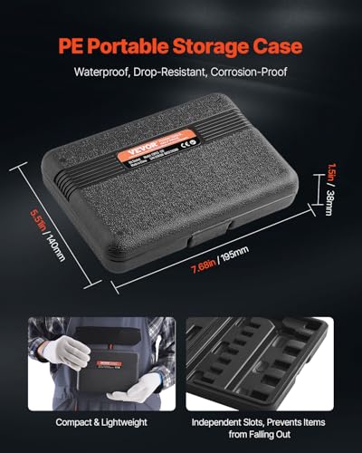VEVOR Torx Bit Socket Set, 13-Piece Star T8 - T60 Set, S2 Alloy Steel and Cr-V Steel, 1/4 in, 3/8 in, and 1/2 in Drives, with Enhanced Storage Case, Torx Sockets for Hand Use, Mechanics, Auto Repair - style: 13 PCS Torx