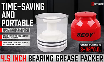 Premium Bearing Packer Kit, Handy Wheel Bearing Packer Tool Portable Wheel Bearing Grease Packer, Effortlessly Flushes Old Grease and Repacks Wheel Bearings