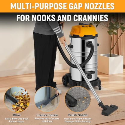 Hoteche 20 Gallon Wet Dry Vacuum Cleaner, Industrial Shop Vac with 5-Piece Accessories, Dual-Motor, Metal Tank, for Garage, Workshop, Basement Flood Cleanup - size: 20Gal