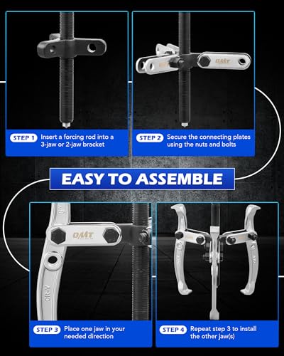 Orion Motor Tech Gear Puller Set, 3" 4" 6" 8" Bearing Puller Kit, 24pc 2 Jaw & 3 Jaw Gear Puller with Reversible Jaws, Heavy Duty Pulley Puller Tool for Pulley Gear Bearing Flywheel Removal