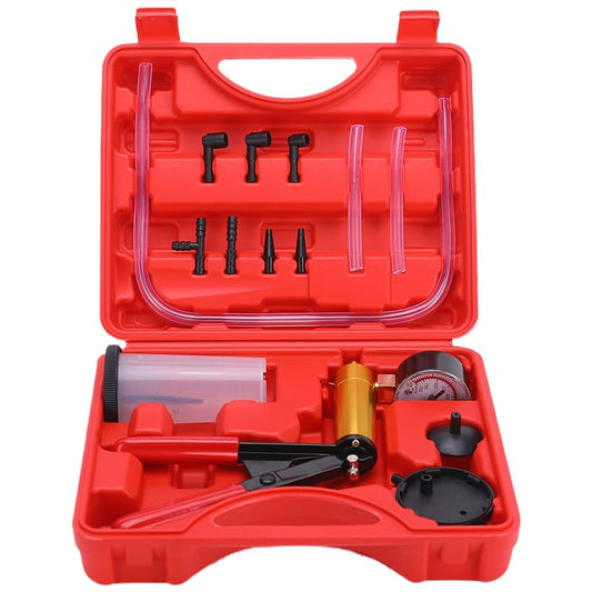 Brake Bleeder Kit with Hand Held Vacuum Pump and Adapters, with Vacuum Brake Bleeder Pump Pressure Gauge for Automotive Car Motorbike(red) - color: red
