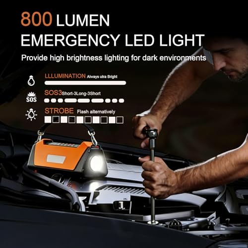 1500A Jump Starter with Air Compressor, 10000mAh Portable Car Battery Jump Starter with 180 PSI Tire Inflator, 12V Jump Box Charger with Flashlight LED Warning Light