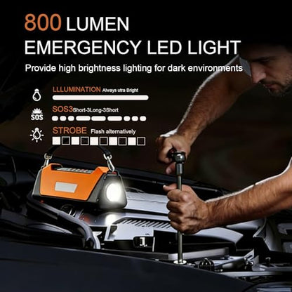 1500A Jump Starter with Air Compressor, 10000mAh Portable Car Battery Jump Starter with 180 PSI Tire Inflator, 12V Jump Box Charger with Flashlight LED Warning Light