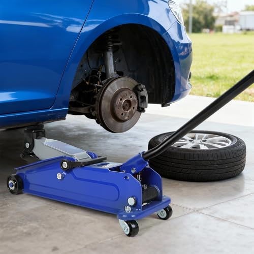3 Ton Floor Jack (6600 lbs), Steel Heavy Duty Hydraulic Car Jack, Fast Lift Floor Jack with Wheels, Lifting Range 5"-15.2" (Blue)
