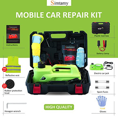 Electric Car Jack 5Ton 12V Hydraulic Car Jack Lift (Lifting Range: 6.1~17.7 inch) Built-in Safety Hammer, and LED Light for SUV MPV Sedan Truck Change Tires Garage Repair - color: Jack