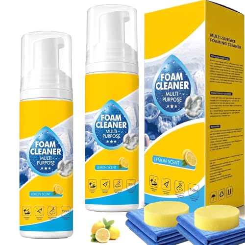 【2Pack】Foam Cleaner,4-in-1 Multi-Enzyme FoamCleaner,New Foam No-Rinse Cleaner,Multifunctional Foam-Cleaner Deep Cleaning Spray for Car Interior Leather Car Seat Cleaner,Kitchen Grease,Sofa Upholstery - color: 2Pack:Foam Cleaner