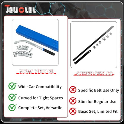 15PCS Universal Auxiliary Idler Belt Tensioner Pulley Removal Tool Kit, 12-Point 12-19mm (0.47"-0.74") Serpentine Belt Tension Pulley Wrench Set, Engine Timing Belt Tensioning Nut Bolt Screw Remover | 12Point, 12-19mm(0.47"-0.74") Serpentine Belt Tension