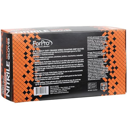 ForPro Heavy Duty Disposable Nitrile Gloves, Orange - size: Large (Pack of 100), style: Large (Pack of 100)