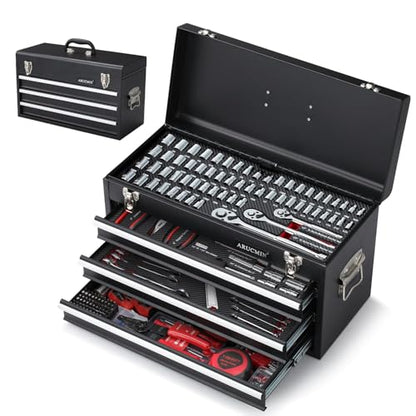 438-Piece Mechanics Tool Set with 3-Drawer Heavy Duty Metal Box Repair Tool Kit -02