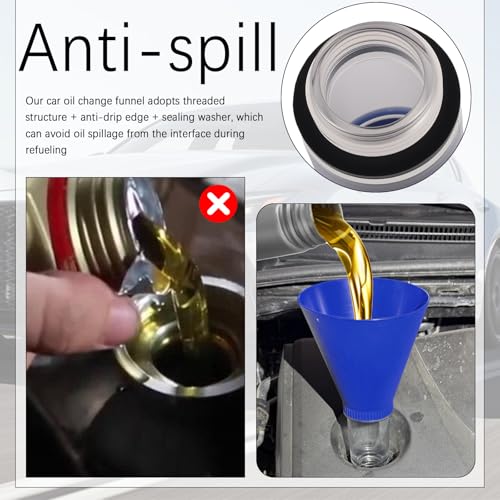 Threaded Locking Engine Oil Funnel for Oil Change,Hands-Less & No Spill Car Oils Change Funnel Compatible with Lexus Toyota,Detachable & Large Capacity Funnels for Automotive Use