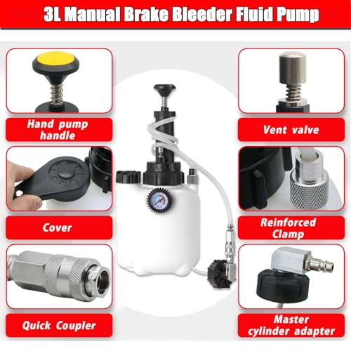 altivox 3L Brake Bleeder Pump Kit Brake Bleeder Kit Brake Fluid Bleeder Kit One Man Professional Vacuum Brake Bleeder Kit Suitable for Most European Car Models - color: for EU Model