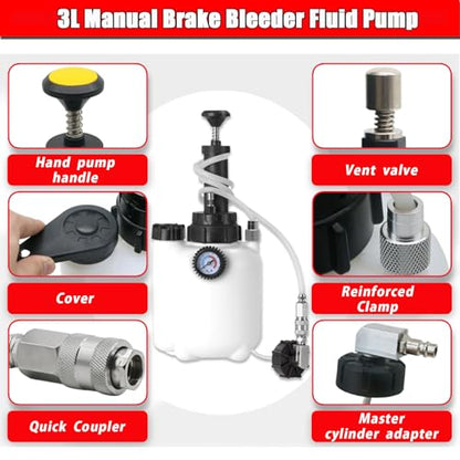 altivox 3L Brake Bleeder Pump Kit Brake Bleeder Kit Brake Fluid Bleeder Kit One Man Professional Vacuum Brake Bleeder Kit Suitable for Most European Car Models - color: for EU Model