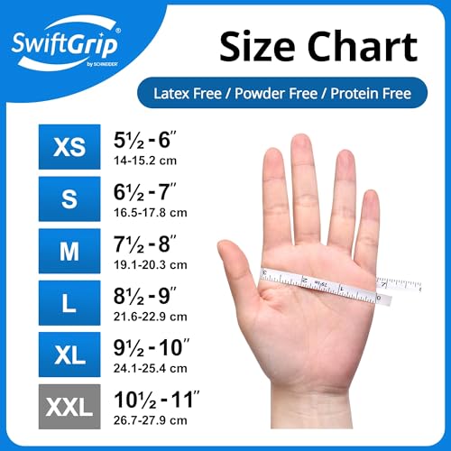 SwiftGrip Disposable Nitrile Exam Gloves, Blue, Latex Free, Medical Gloves for Cleaning, Food-Safe, Powder Free, Non-Sterile - size: Medium
