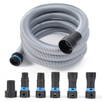 16 FT Power Tool Shop Vac Hose Kit, 2-1/4" Sander Dust Collection Hose with 6 Quick-Connect Vacuum Hose Adapters, Wet/Dry Vacuum Extension Hose for Shop Vacuum System, Table Saw & Woodworking - size: 16FT
