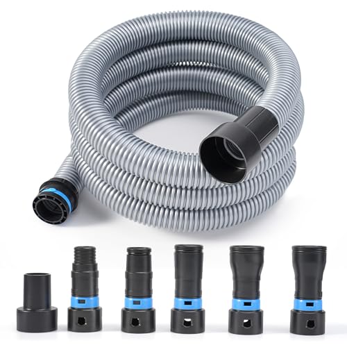 16 FT Power Tool Shop Vac Hose Kit, 2-1/4" Sander Dust Collection Hose with 6 Quick-Connect Vacuum Hose Adapters, Wet/Dry Vacuum Extension Hose for Shop Vacuum System, Table Saw & Woodworking - size: 16FT