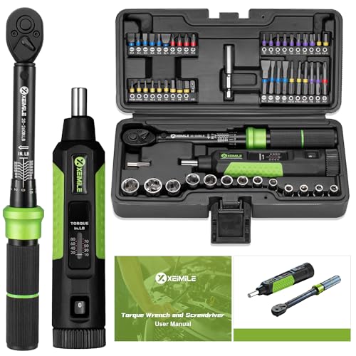 57Pcs 1/4" Drive Small Torque Wrench and Srewdriver Set-20-260In.Lb | 1/4"Torque Wrench(2.3-29.4N.m),10-80 Inch Pound Torque Screwdriver for Bike Moto Car,Gunsmithing,Precision,Small Engines DIY - size: 1/4"DR.260In.Lb TW/80In.Lb TS Set