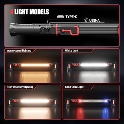 YouTeMei Under Hood Work Light Bar, Ultra Long Size Magnetic Work Light with 5200mAh Backup Charger, 3220LM, Hands-Free Garage Light for Mechanics, Emergency, Vehicle Inspection
