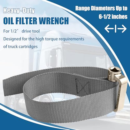 Abode Heavy Duty Filter Strap Wrench Removal Tool, for With Diameters Up to 6-1/2 inches Heavy-Duty Oil Filter Strap Wrench Removal Replacement
