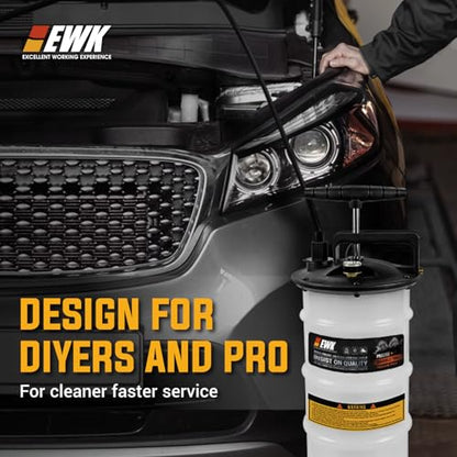 EWK 8L Heavy Duty Manual Oil Extractor Change Pump, Fluid Extractor with Reinforced Tank, Oil Change Pump for Auto Car, Boat, Motorcycle - size: 8L (With Reinforced Tank)