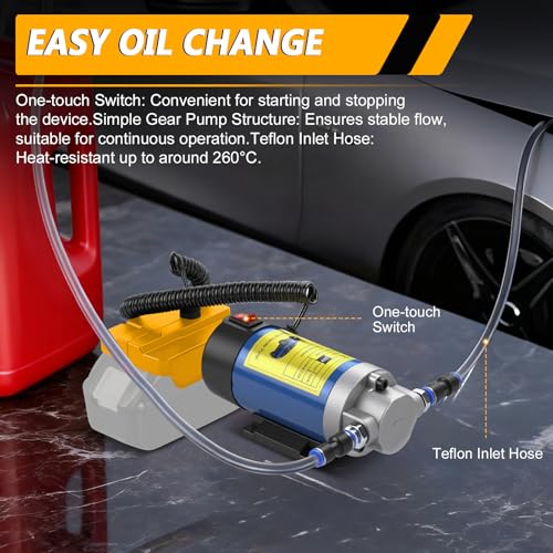 Oil Pump Compatible with Dewalt 20V Max Battery(No Battery), 100W Oil Extractor Pump Oil Removal Pump for Oil Change, Electric Transfer Oil Pump with 2 Pipes for Cars Motorcycles RVs Boats
