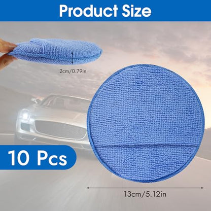 10 Pack Wax Applicator Pads Microfiber with Finger Pocket for Car Wax | 10-pack microfiber foam pads with finger pocket, Scratch-free waxing for cars & household, Machine washable & reusable - color: Blue