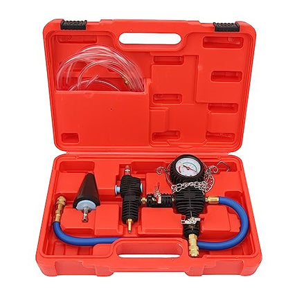Coolant Refill Tool Kit with 90 PSI Gauge, Vacuum Pressure Tester, Flexible Hose & Tapered Adapter, Universal Fit for Cars Trucks SUVs