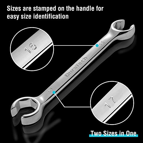 DURATECH Flare Nut Wrench Set, Metric, 3-piece, 10, 12, 13, 14, 15, 17mm, CR-V Steel, Organizer Pouch Included - size: 3pc, Metric