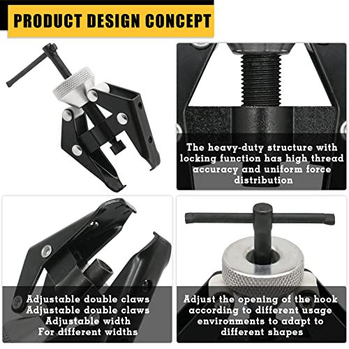 Wiper Arm Puller and Battery Terminal Removal Tool，Windshield Wiper Arm Removal Tool | Heat-treated steel kit for tapered-spline wiper arms, battery clamps and select bearings; compact puller has 6-28 mm jaw