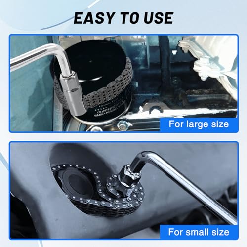 Adjustable Oil Filter Chain Wrench: Fits Max for 5 Inches(125mm) Oil Fuel Filter, Heavy Duty Pipe Wrench Spanner Automotive Repairing Removal Tool