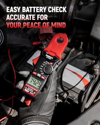 KAIWEETS Digital Clamp Meter with Round Jaw, Automotive Multimeter, NCV, 2000 Counts, Amp Voltmeter, Accuratly Measure AC/DC Current & Volatge, Resistance, Diode, Capacitance, Continuity, Frequency - color: Red