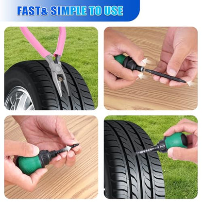 29PCS Tire Repair Rubber Nail Kit,Tire Plug Kit,Car Emergency Tire Patch Kit,Self-Service Quick Puncture Repair Tools,Suitable for Car,Motorcycle,Truck