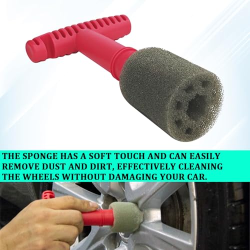 Car Wheel Cleaner Brush with Removable Lug Nut Sponge, Brushes for Detailing Wheels, Embedded Steel Ring Screw & Lug Nut Cleaning Brush, Rim & Wheel Hub Cleaning Tool for Car Exterior Wash