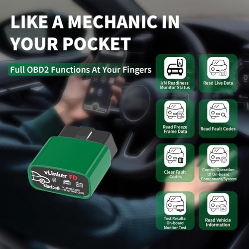 VGATE vLinker FD Bluetooth OBD2 Scanner Diagnostic Tool, Car Code Readers & Scan Tools for Android & Windows (Not iOS), Wireless OBD2 Adapter Auto All System Diagnostic to Check Engine Light - size: vLinker FD+ BT3.0 (FD BT3.0) Android & Windows