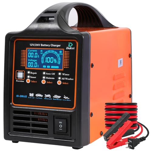 12V 24V Car Battery Charger Heavy Duty, 0-15A Automatic Battery Maintainer, Smart Trickle Charger with Repair & Winter Mode, Auto Shut-Off for AGM, Deep Cycle, Motorcycle, Truck, RV, Marine - size: 12V/24V