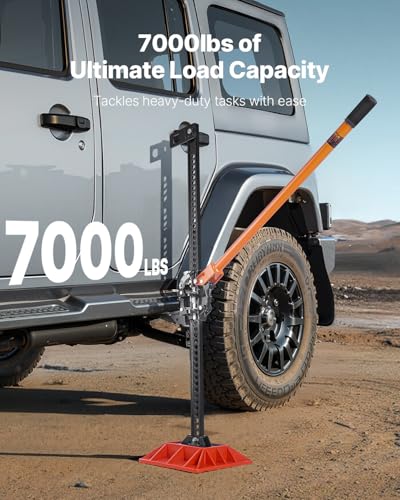 VEVOR Farm Jack with Base, 60" Utility High Lift Farm Jack, 3.18 Ton (7,000 lbs) Capacity Ratcheting Off Road Utility Jacks, Heavy-Duty Lift Jacks with 5.12"-54.33" Lifting Range for Tractor,Truck,SUV - size: 60 inch with Base