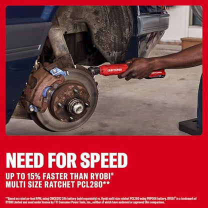 CRAFTSMAN V20 Cordless Ratchet Wrench, Multi-Size 3/8 Ratchet, 1/4 and 1/2 Interchangeable Anvils, LED Light, 40 ft-lbs Torque, 300 RPM, Battery Not Included (CMCF935B) - style: NEW V20 3/8 Inch Drive Ratchet