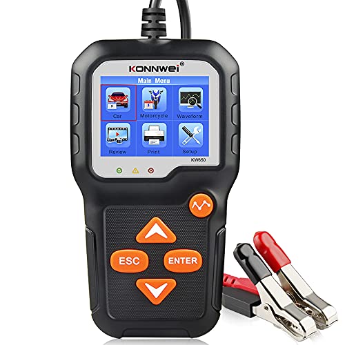 KONNWEI KW650 6V 12V Car Battery Tester, 100-2000 CCA Battery Load Tester Automotive Battery and Alternator Tester for Vehicles/Marine/Motorcycle/Lawn Mover - color: KW650