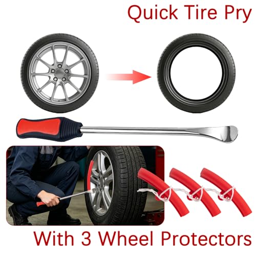 Tire Spoons Iron Set, 3pcs Steel Tire Changing Removal Tool 295mm for Dirt Bike Lawn Mower Motorcycle Tire Spoon Lever|Rim Protector Valve Tool Valve Cores Tire Valve Stem Tool kit