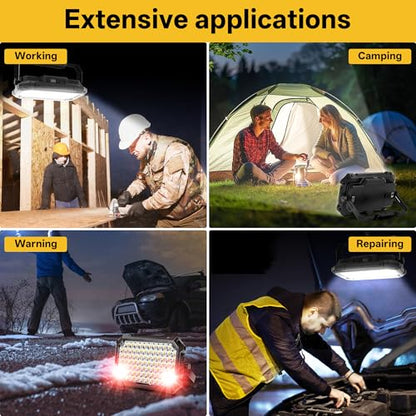 LED Work Light, Portable Rechargeable Magnetic Work Light | 10000LM output with 4 lighting modes, IP65 waterproof protection and a 13000mAh battery for garage, camping and emergency use