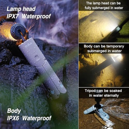 Outask Camping Light Telescopic, Collapsible Magnetic Camping Lantern with 12000mAh Battery, Telescoping IPX6/IPX7 Waterproof Flashlights, Camping Lamp for Emergency, Camping, Hiking (Military Green) - color: Military Green
