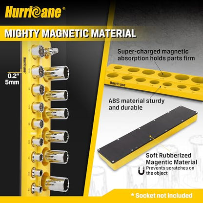 HURRICANE Magnetic Socket Organizer Set 2 Piece Socket Holder Set Includes 1/2" Drive Metric SAE Socket Trays - size: 2 Piece