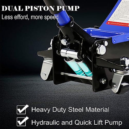 Floor Jack, Professional Heavy Duty Hydraulic Floor Jack, Low Profile Steel Racing Floor Jacks w/2 Piston Quick Lift Pump, Lifting 3.3"-18.5" 3 Ton(6000lb) Capacity Blue - color: Lift 3.3"-18.5" 3 Ton(6,000lb) Blue Steel