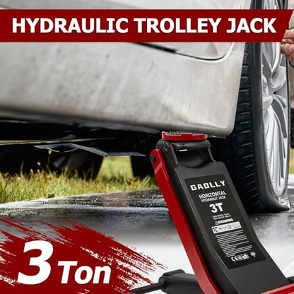 3 Ton (6600 lbs) Low Profile, Heavy-Duty Steel Racing Floor Jack with Dual Pistons Quick Lift Pump, Lifting Range 3.35"-19.69"