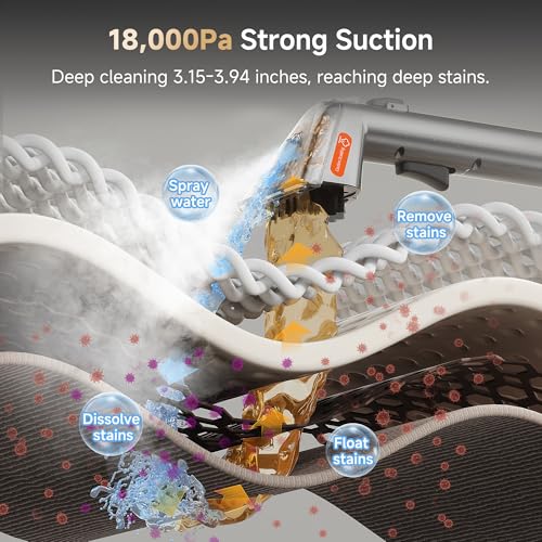 Uwant 18Kpa Powerful Suction Carpet Steam Cleaner with Pet Pro Cleaner | Set of 1 Portable Carpet Cleaner for Pets with Cleanning Tools Upholstery Steam Cleaner for Carpets, Couch, Sofa, Cars - color: Grey-Stone